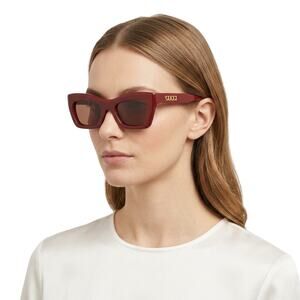 Gucci Burgandy Brown Cat Eye Acetate Designer Sunglasses SRP: $605